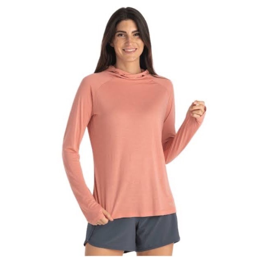 Free Fly Womens Bamboo Lightweight Hoodie M Dusty Peach Long Sleeve Sun Shirt